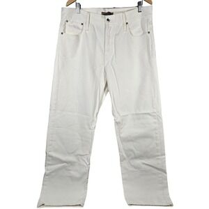 J Crew POINT SUR White Denim Jeans Button Fly Straight Leg Womens 33 Made in USA